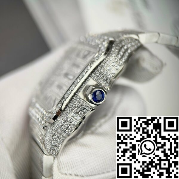 z4837250736474 a882bca82b7ccbf366049a273ed56241 Santos De Cartier 40 mm stål - Custom Pavé Swarovski Stone