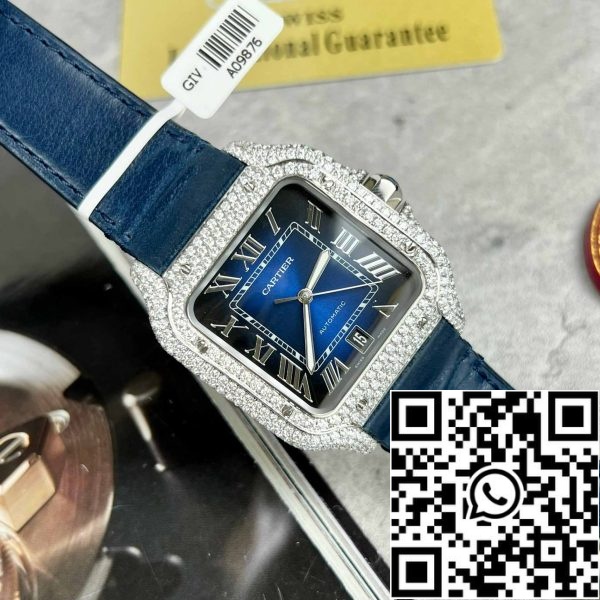 z4837251329795 5909e24675ae4d1c4fbbd60422bf5b5e Cartier - Santos De Cartier - Acero - Custom Diamond-Set - Esfera Azul BV Factory