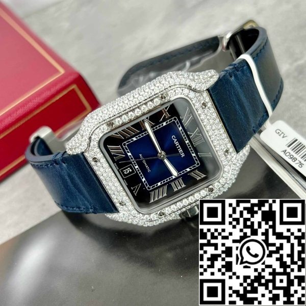 z4837251340197 4f69c455b68506e2645771b147ccc229 Cartier - Santos De Cartier - Steel - Custom Diamond-Set - Blue Dial BV Factory