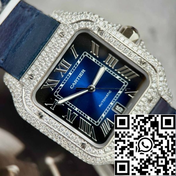 z4837251346307 be0feb50616992424f0e5000ec586110 Cartier - Santos De Cartier - Acero - Custom Diamond-Set - Esfera Azul BV Factory