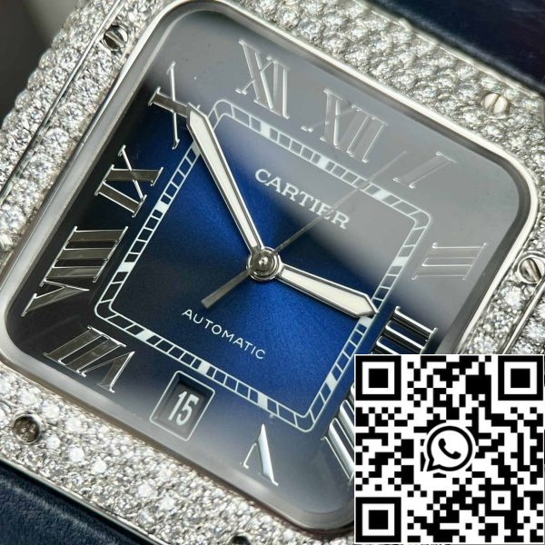 z4837251353432 7e01da989d033e8beb5468b94e9beb3b Cartier - Santos De Cartier - Steel – Custom Diamond-Set – Blue Dial BV Factory