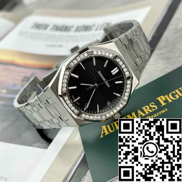 z4837255946553 019342bfd858e8480b7a729899c43058 Replika Audemars Piguet Royal Oak 15400ST.OO.1220ST.01 Custom Moissanite Diamonds