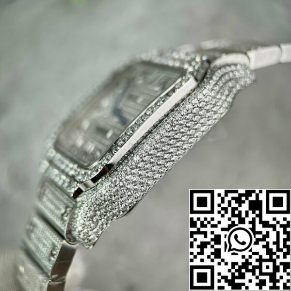 z4837265139581 79e7b3e1aada7f4f25ee0994b79bdf80 Santos De Cartier 40 мм стомана - потребителски Pavé Swarovski камък арабски циферблат