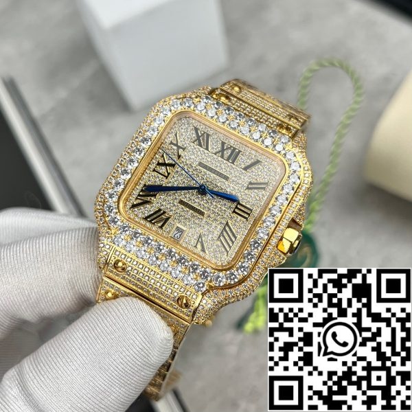 z4843018782137 ca5af5e2feaffcb246202c71352130a3 Cartier De Santos Custom täynnä swarovski kivi miesten keltainen kulta pvd päällystetty