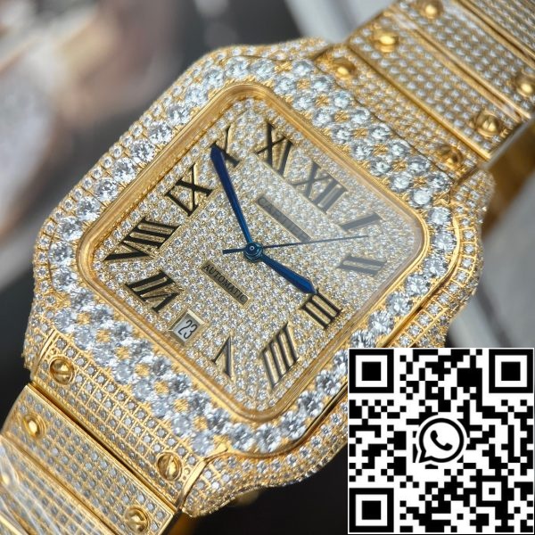 z4843018805719 2c1073d61f1e493efefa10e291f5dd4b Cartier De Santos Custom full swarovski stone for men yellow gold pvd plated