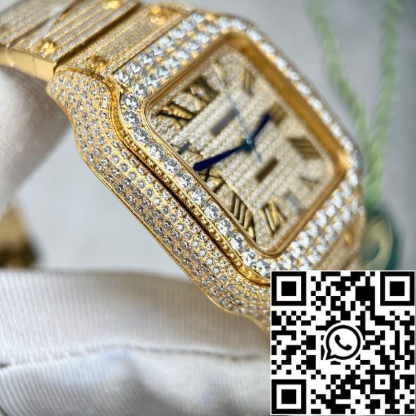 z4843018823507 63018a5ddc07638ec3bb63bc0f58717e Cartier De Santos Custom full swarovski stone for men yellow gold pvd plated