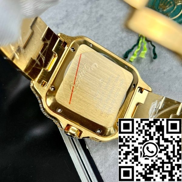 z4843018833810 95db6e5e5b7e10455f25ae4ccdbc11ec Cartier De Santos Custom full swarovski stone for men yellow gold pvd plated