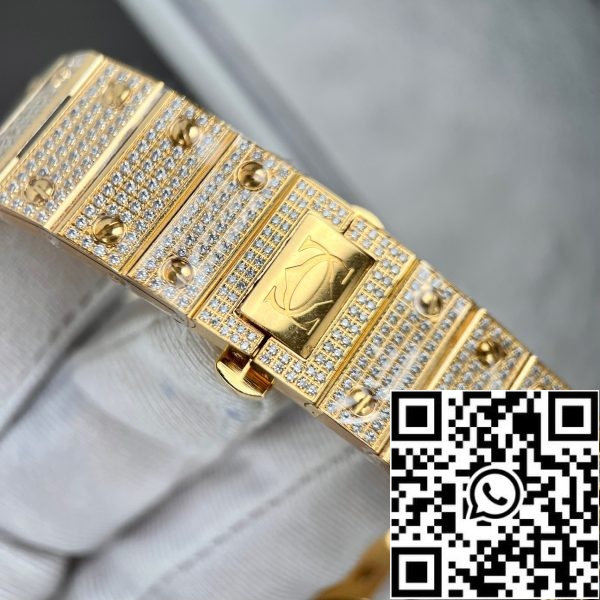 z4843018838576 65230d841efe4d58ce8a634e1f6df66e Cartier De Santos Custom full swarovski stone for men yellow gold pvd plated