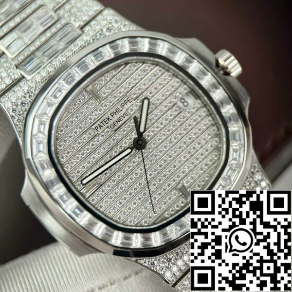 z4844773116008 94f7aaa604d9d59e3393c28975ddff80 Реплика Patek Philippe Nautilus Jumbo 5719/1G-001 обичай пълен Moissanite диаманти