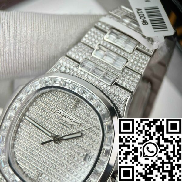 z4844773119905 1b55ee4b7ee4da5484848220652807b5b5 Replica Patek Philippe Nautilus Jumbo 5719/1G-001 egyedi teljes Moissanite gyémántokkal