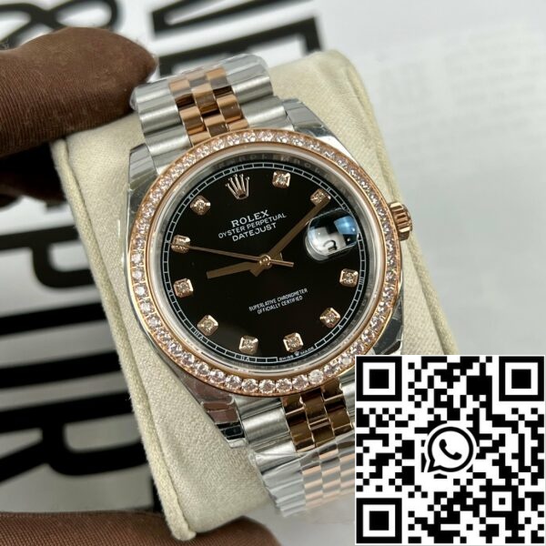 z4853944585951 995a6189feed1548b2b691e85691257f мащабирани Rolex Datejust 36mm черен с диаманти набиране 126281RBR 1: 1 най-доброто издание EW фабрика черен набиране швейцарски ETA3235