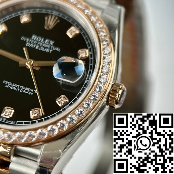 z4853944992902 2dd00d1a008e7efea7e177584c73b6c4 skalowany Rolex Datejust 36mm czarny z diamentową tarczą 126281RBR 1:1 Best Edition EW Factory Black Dial Swiss ETA3235