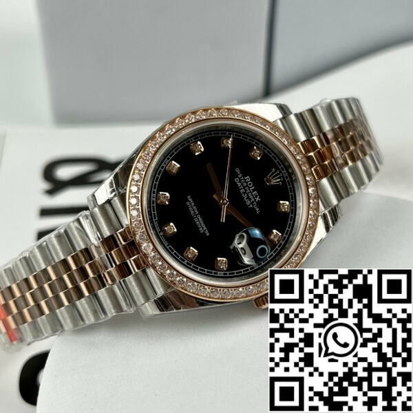 z4853945165866 a43f8f094b17a08e0a5fb895a6b8bcb4 skalowany Rolex Datejust 36mm Black With Diamonds Dial 126281RBR 1:1 Best Edition EW Factory Black Dial Swiss ETA3235