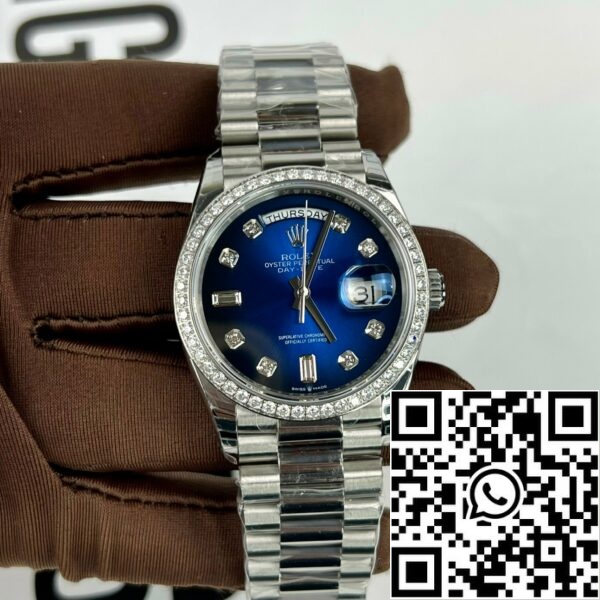 z4853950144725 b836603c48278f9f16cad3ed84b2027d Rolex Day Date M128349RBR-0016 Stone Bezel 1:1 Best Edition EW Factory Blue Dial