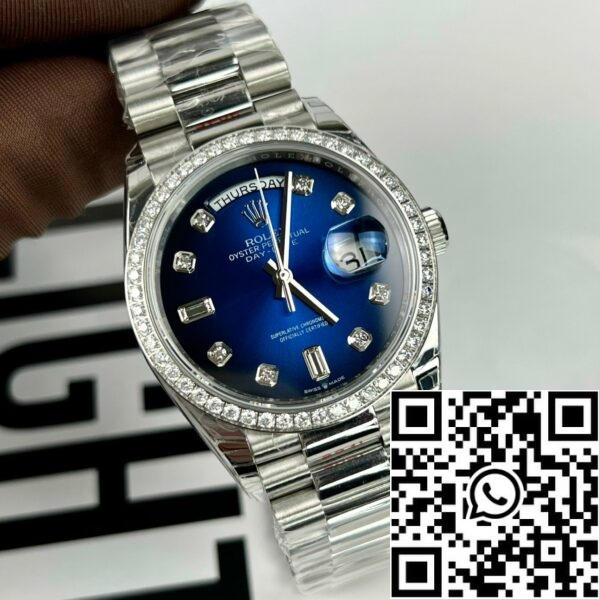 z4853950250028 138c6b379b4559222fcbbacc8ee6d5aa Rolex Day Date M128349RBR-0016 Lunetta di pietra 1:1 Best Edition EW Factory Quadrante blu