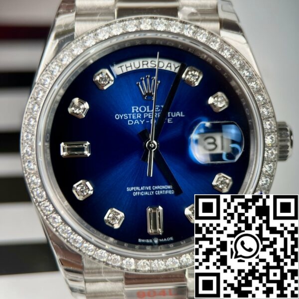 z4853950278436 900459632981a8456ec65adee4918b6e skalad Rolex Day Date M128349RBR-0016 Stone Bezel 1:1 Best Edition EW Factory Blue Dial