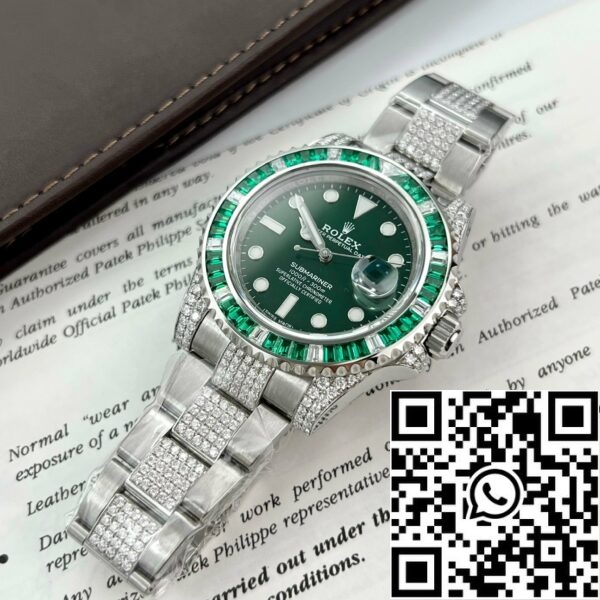 z4857451970439 bd7cbd883f8428bfe53264b7bc5cce8d a2e9831a fc3a 4113 b9bd 921ea7bad620 Rolex Submariner Hulk Oystersteel personalizado Moissanite Diamantes super vip