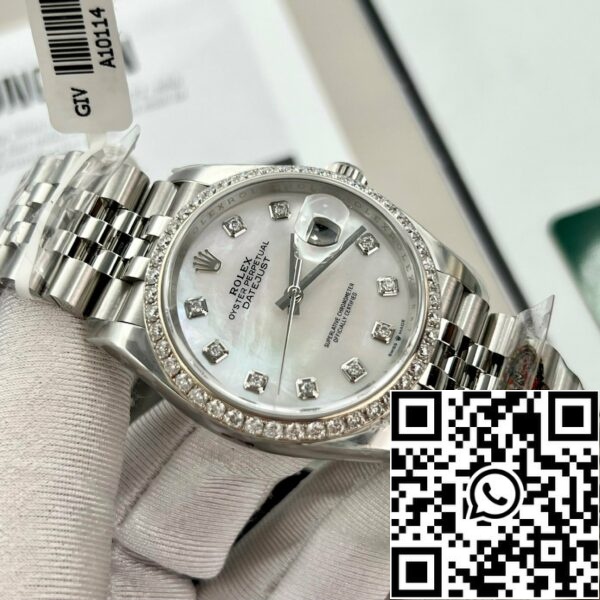 z48584848782578784 e42c6adb90f41aca649fcd7b1b2e62d2 Rolex Datejust M278274-0006 Mother of Pearl Dial mukautetun Timantit Kehys