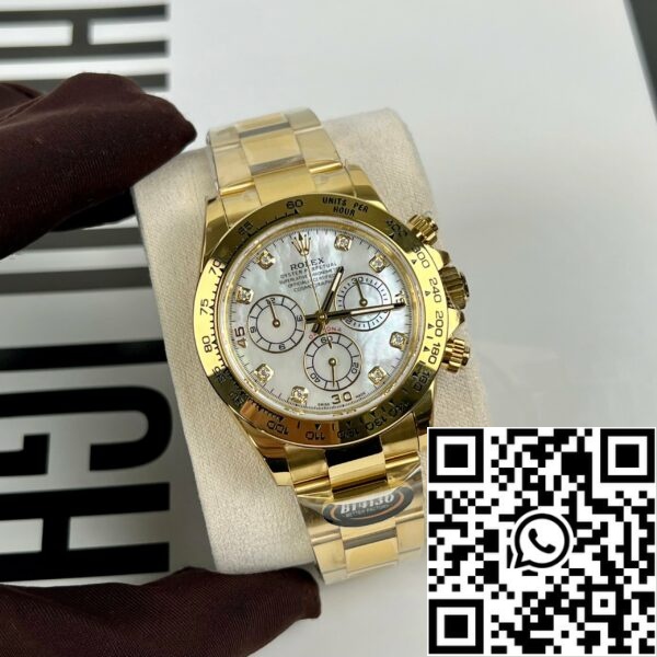 z4992855718095 626a53c7e77530ec744fa2c8c17c3a0e Réplica do Rolex Cosmograph Daytona 40mm em ouro amarelo, madrepérola e diamante 116528