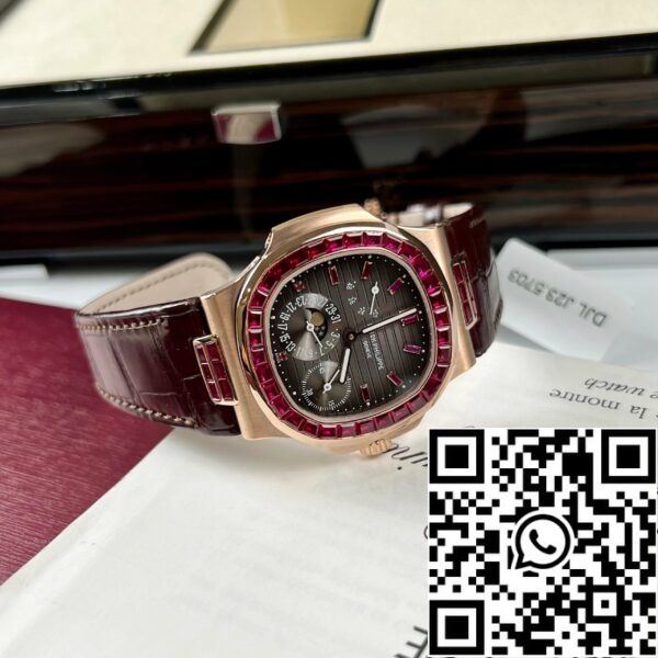 z5029362041605 b247f1952e4659e61bebd259d0b1fbf4 Patek Philippe Nautilus 5712 18k rose gold 1:1 legjobb kiadás PPF gyár egyedi Ruby Stone