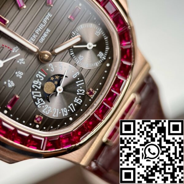 z5029362054093 094600d6881e0dec529ce7b34152f2ec Patek Philippe Nautilus 5712 18k aur roz 1:1 cea mai bună ediție PPF Fabrica personalizat Ruby Stone