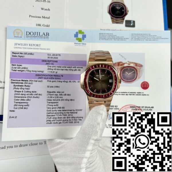 z5029364507900 67a6facb5672c2d43dd71194811074d9 Patek Philippe Nautilus 5711 18k rose gold 1:1 legjobb kiadás PPF gyár egyedi Ruby Stone