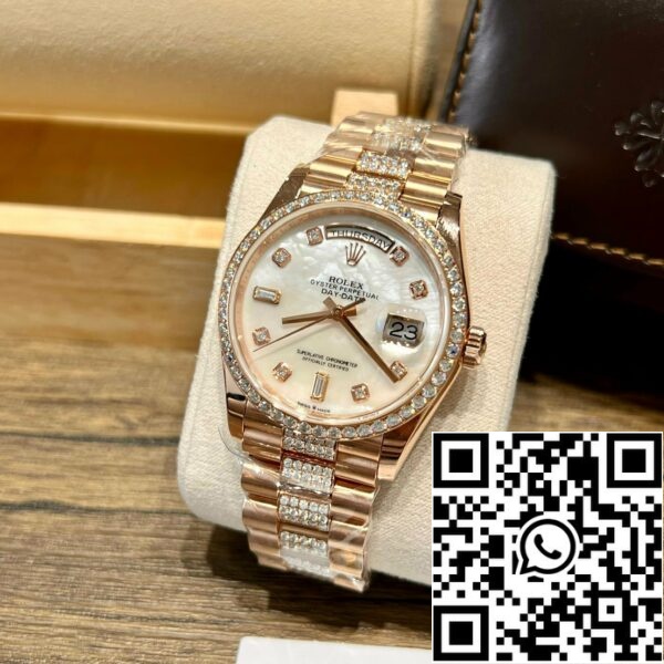 z5270468204614 aca7e75c97ef2ac840d076d10f0e0c10 de483562 3a1a 4336 8fa9 d32f9e28697b Rolex Day-Date M128345RBR-0030 Mother of Pearl 1:1 Best Edition personalizat 18k și moissanite