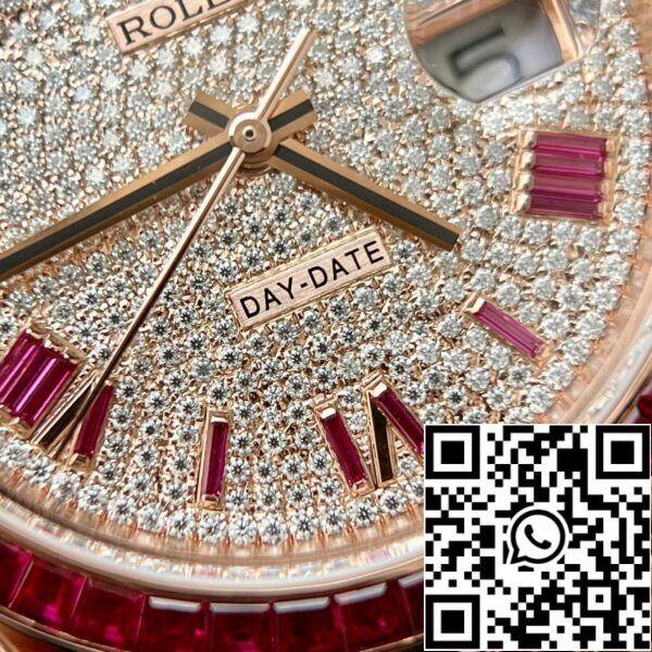 z5270471946040 b074c30c54a53b531fe69df14a5aa03d 34087acb 7b84 4351 9940 2525a75a7968 Rolex Day Date 228398 DRRP 1:1 legjobb kiadás Custom rózsaarany 18k és rubin saphire gyémánt Pave egyedi rózsaarany 18k és rubin szafír