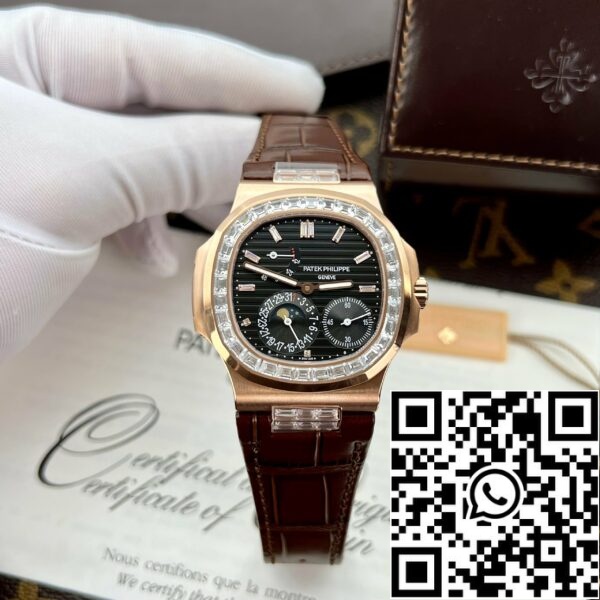 z5270692314815 98cfbc91c4cc1f8a7ffa98dce827300b Patek Philippe Nautilus 5724R-001 GR завод 1:1 лучшее издание черный циферблат розовое золото и камень