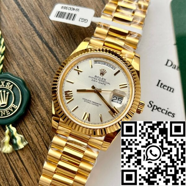 z5273284502972 97e0d0ee99baa42ed095d29bdcd9a985 0571f7ac b3eb 43c3 a52f ba1a8ecb740c Rolex Day Date 228238 40MM 1:1 beste Auflage 18k Gelbgold Silber römisches Zifferblatt GM Fabrik Gegengewicht Version