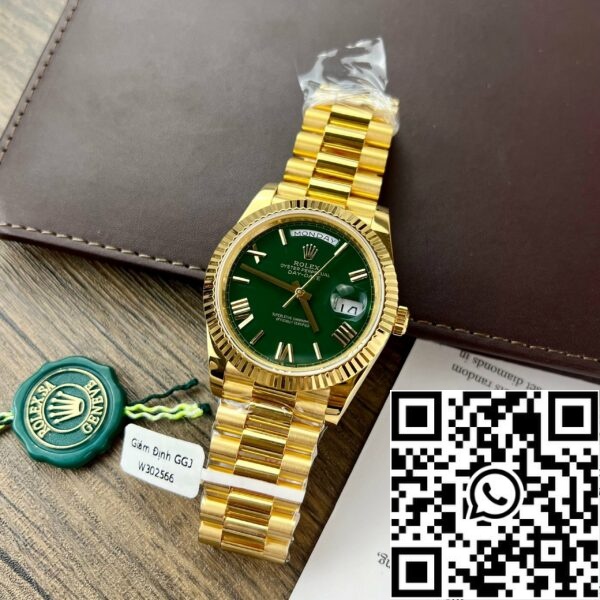 z5273289362343 04d19c04183030a397b1911126db2085 c18fa438 1cf9 46dc ac59 8085b512e973 Rolex Day-Date 40 Yellow Gold 228238 Green Rom 1:1 best edition 175 gram V3 GM Factory CounterWeight Version