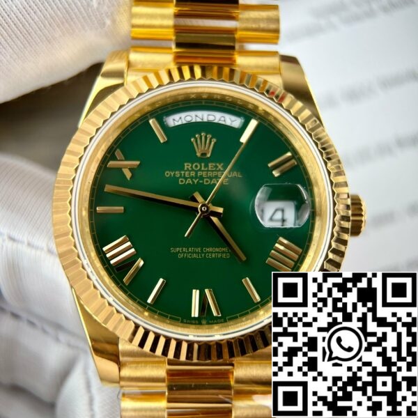 z5273289383214 8c569361aed0d85987d5c892ed4fa659 e62fd4c3 5695 4c57 9a2a 37b253c7caf2 Rolex Day-Date 40 Oro Amarillo 228238 Rom Verde 1:1 mejor edición 175 gramos V3 GM Versión Contrapeso de Fábrica