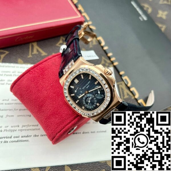 z5273296914191 97cfeb151d04e094a06d21e889980795 Patek Philippe Nautilus 5724R 1:1 най-добро издание Син циферблат по поръчка 18k и моисанит