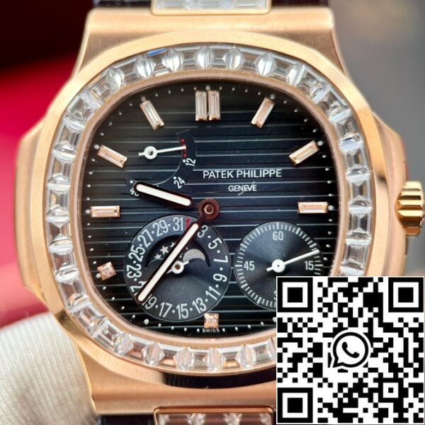 z5273296919940 c0a6188487baed2a714ccf429d478ddb Patek Philippe Nautilus 5724R 1:1 melhor edição Mostrador azul personalizado 18k e moissanite