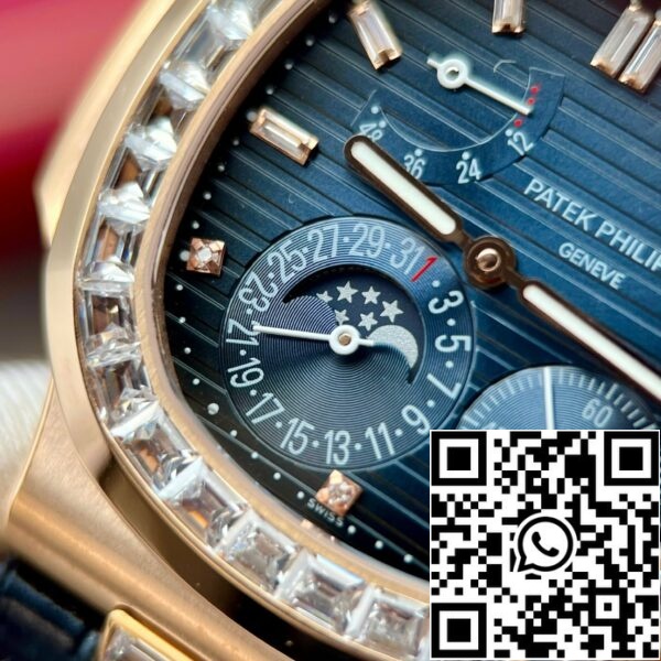 z5273296931403 d75f2c8204d08aec512ef81da298700d Patek Philippe Nautilus 5724R 1:1 edizione migliore Quadrante blu personalizzato 18k e moissanite