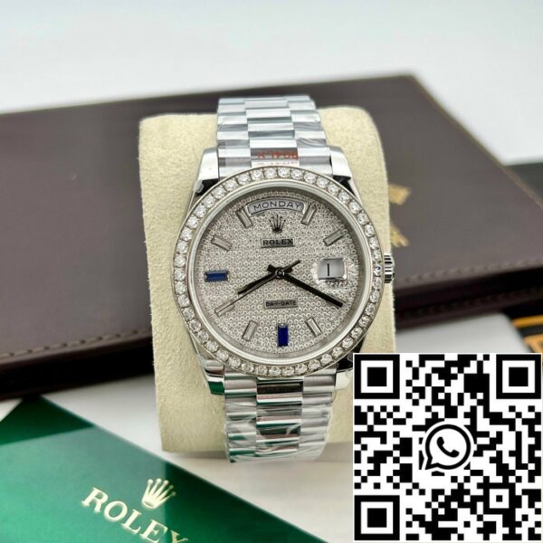 z5277951904626 d7e392609a7f92d4a09e8bf099a1d630 447f94b6 faec 41aa 88af 4f0948f3928f Rolex Day Date 40 228349RBR Bezel Diamonds Dial 1:1 Best Edition GM Factory V2 Counterweight version