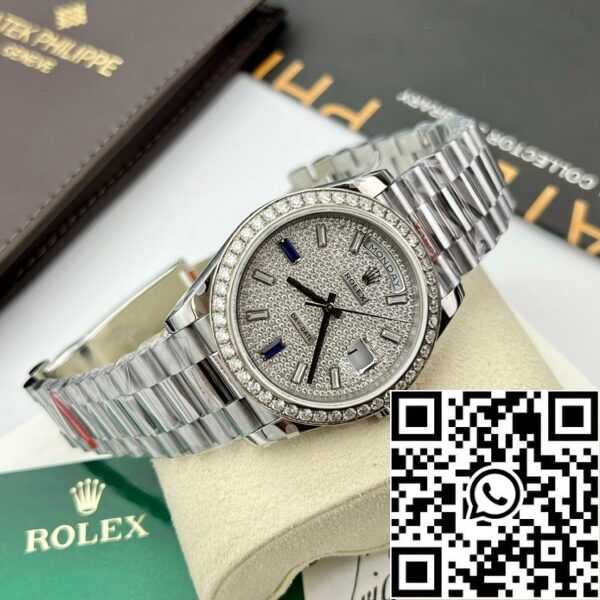 z5277951917636 a4d8f346f5fc04ddf97fa372ad273b58 fa8752ee 8b6f 46fc bade 74aceee89c1b Rolex Day Date 40 228349RBR Bezel Diamonds Dial 1:1 Best Edition GM Factory V2 Wersja z przeciwwagą