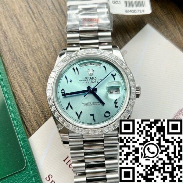 z5293348754793 b7840ba91ed9ec8761b1d0dbcb18d7b5 4d409158 5a09 4e3c a1bd 0b5d99d153b3 Rolex Day Date 40 - 228206 Mostrador árabe Melhor Edição 1:1 GM Factory V3 Moissanite baguetta