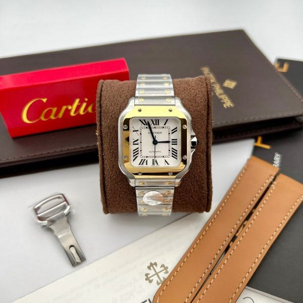 z5293355633264 9e55053ed89e13ac7e343792913d46fe Cartier De Santos W2SA0016 35MM 1:1 Best Edition BV Factory White Dial nyeste 2024-version