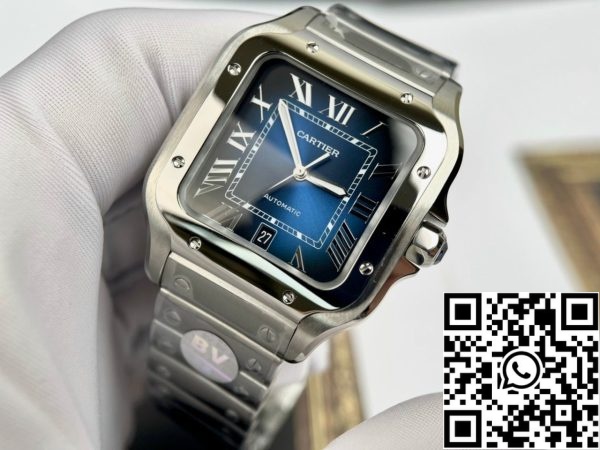 z5293358083683 a74a6baaf8e0da0a9e385fa3a672ba96 Cartier De Santos WSSA0013 2018 BV Factory 1:1 Best Edition Blue Dial najnowsza wersja