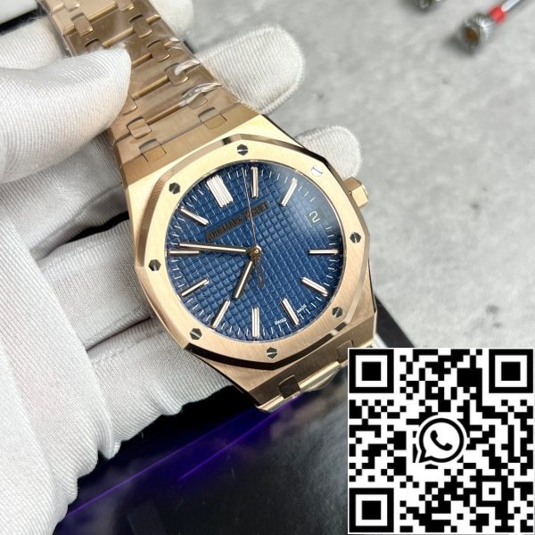 z5296257804531 cbb65dddff741d69bbe0531e24262232 Audemars Piguet Royal Oak 15510 1:1 Best Edition APS Factory Blå urtavla roséguld