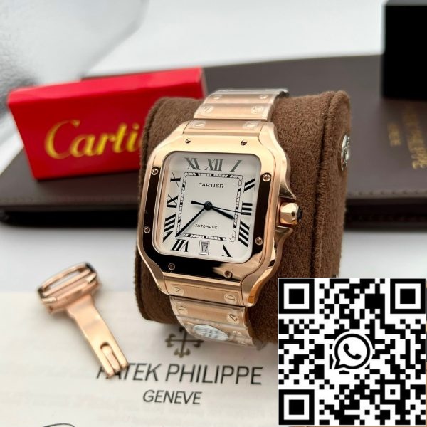 z5296269500155 5983da56cdadea5ca969239f402f6020 Cartier De Santos από ανοξείδωτο χάλυβα υπόθεση BV εργοστάσιο 1:1 Best Edition White Dial Rose χρυσό νεότερη έκδοση