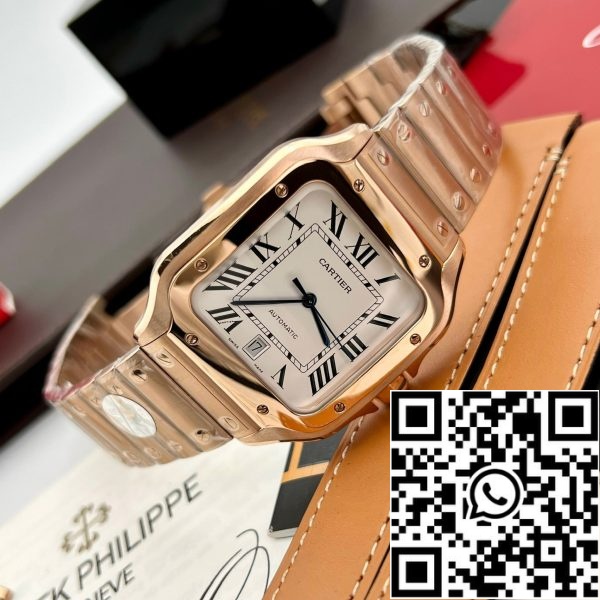 z5296269504812 4870d857302fd57c6244430fe7f51fe2 Cartier De Santos Stainless Steel Case BV Factory 1:1 Best Edition White Dial Rose gold nyeste version