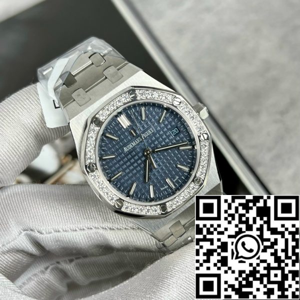 z5300192504751 b80f2bfcb3a766a845a616038a182eb6 Audemars Piguet Royal Oak 67651IP.ZZ.1261IP.01 1:1 Best Edition ZF Factory Blue Dial Moissanite bezel