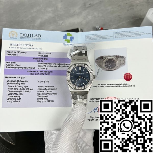 z5300192516009 43afc417eb31c209b3d8f37ce8787c18 Audemars Piguet Royal Oak 67651IP.ZZ.1261IP.01 1:1 Best Edition ZF Factory Quadrante blu Lunetta in moissanite