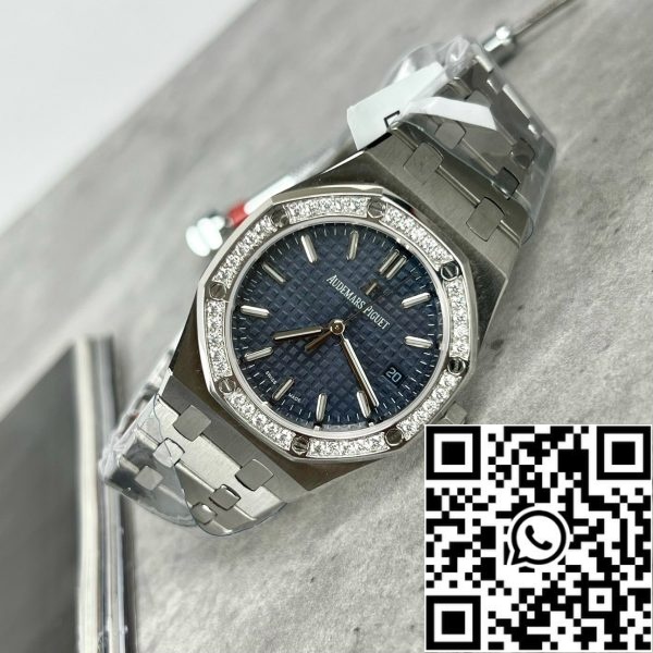 z5300192549643 b3709e87fa9a6d542263de6f1b9101a3 Audemars Piguet Royal Oak 67651IP.ZZ.1261IP.01 1:1 Mejor Edición ZF Factory Esfera azul Bisel moissanita