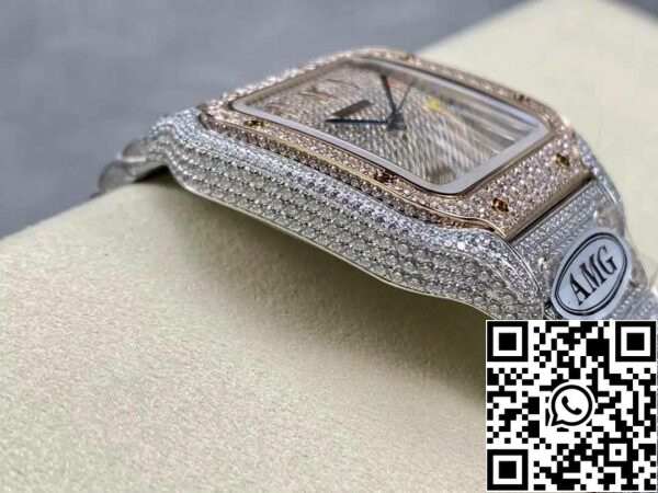 z5330882054426 56c4c4459c4c922c4cb6e9e6f6f6207839 Santos De Cartier Diamond Kellot Numeerinen Väri Rose Gold Dial 1:1 Best Edition AMG Factory Swarovski Stone