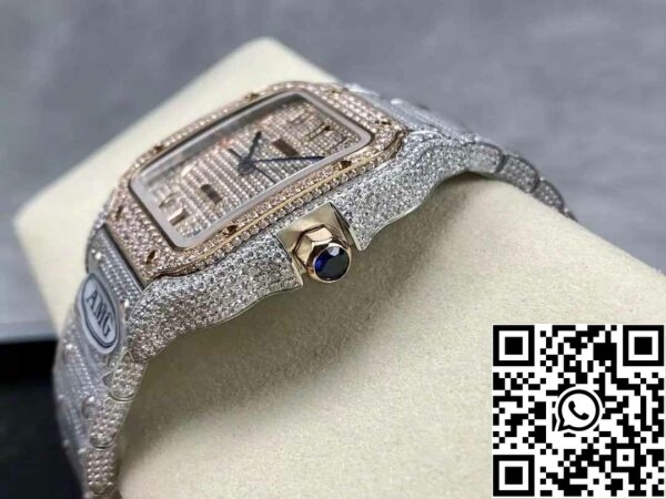 z5330882192171 87bf154a4522a3c792b072a40bb0fe79 Santos De Cartier Diamond ure številčne barve Rose Gold Dial 1: 1 Najboljša izdaja AMG Factory Swarovski kamen