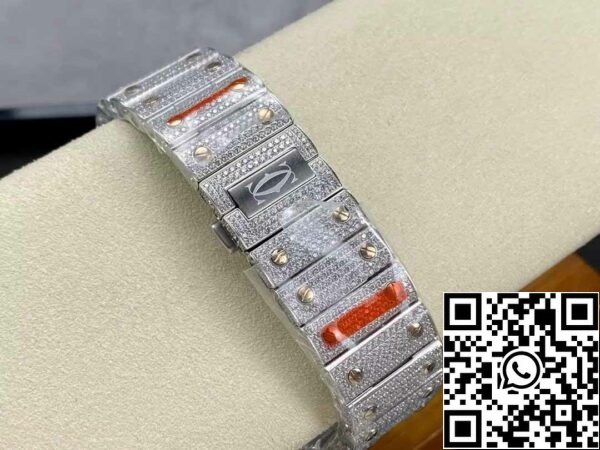 z5330882451019 0185150de2dda2a93e8616a119681bec Santos De Cartier Diamond ure številčne barve Rose Gold Dial 1: 1 Najboljša izdaja AMG Factory Swarovski kamen