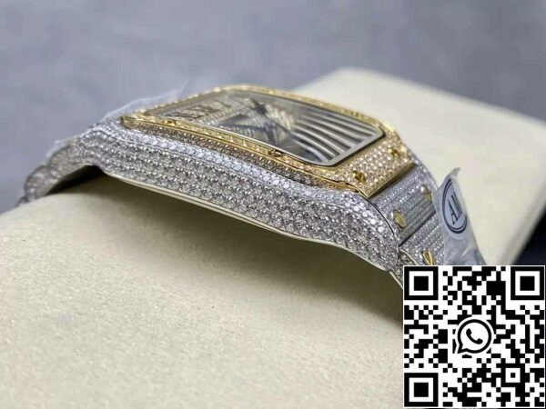 z5330883445985 a6814286280f9682d8e164c0329a7643 Santos De Cartier Diamond Roman Numeric Quadrante Oro Giallo 1:1 Best Edition AMG Factory Swarovski Stone